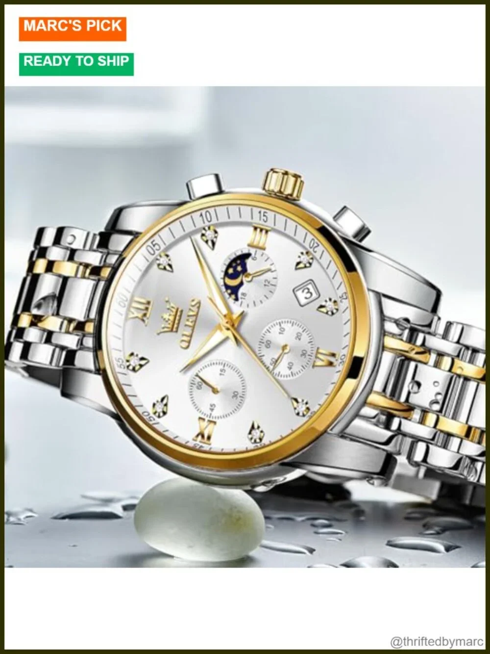Luxury Large Face Quartz Stainless Steel Waterproof Wrist Watch